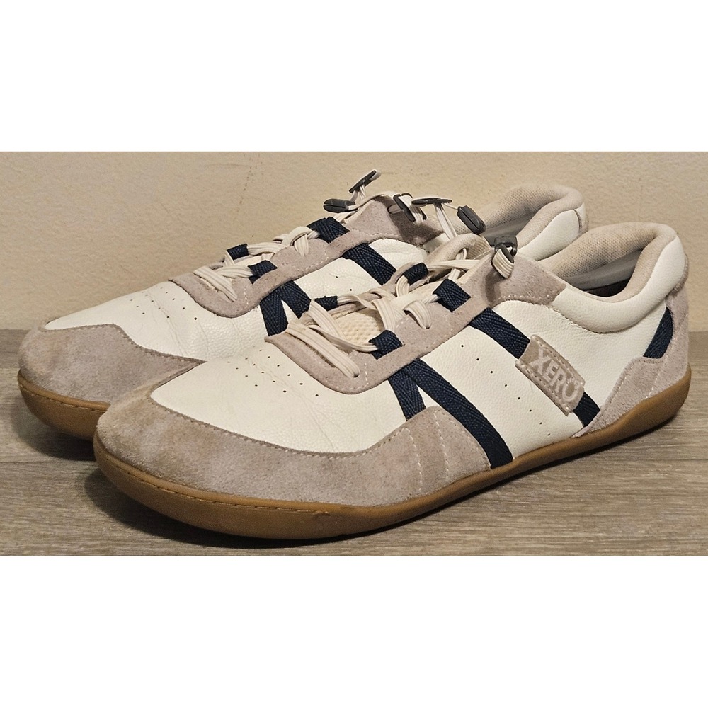 Xero Shoes Kelso Mens Barefoot Court Sneakers White Leather Grey Suede Size 10